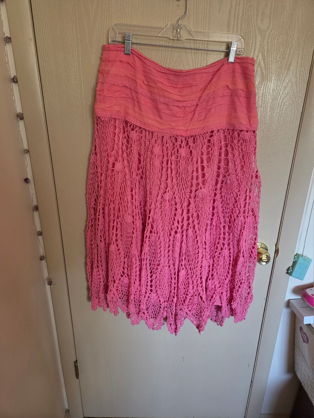Mix Noveau Fairycore Embroidered Pink Midi Skirt Womens Size XL